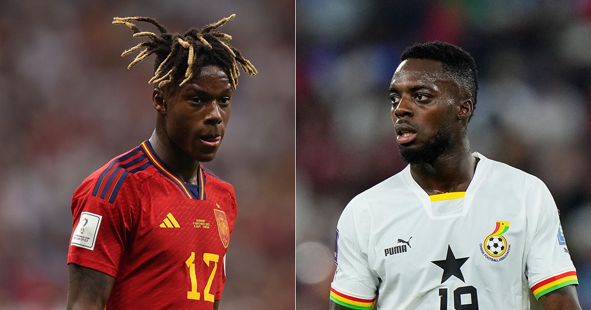 Nico Williams reacts to his big brother Inaki Williams’ debut goal for the Black Stars of Ghana