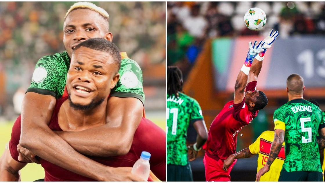 Victor Osimhen directs Nigerian fans to applaud Nwabali for his heroic display against Angola